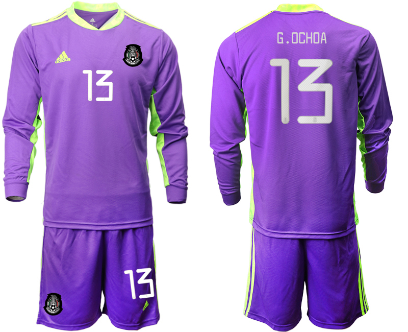Men 2020-2021 Season National team Mexico goalkeeper Long sleeve pruple #13 Soccer Jersey->united states jersey->Soccer Country Jersey